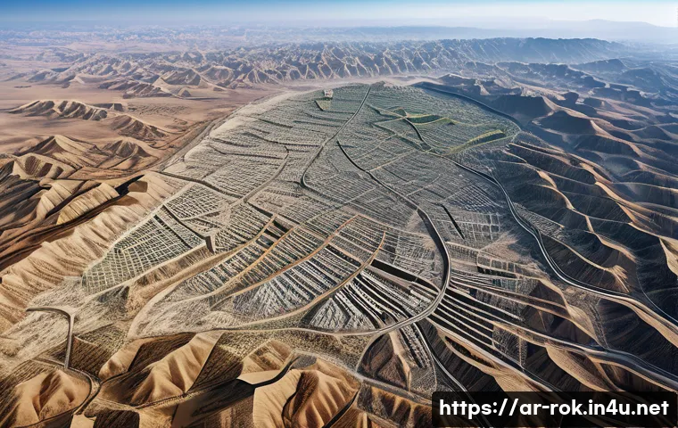 포항 지진 원인과 복구 - A detailed aerial view of the Bohang region showcasing subtle geological faults and tectonic plate b...